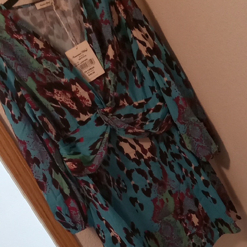 Nwt American Bling Teal and Burgundy Print Dress